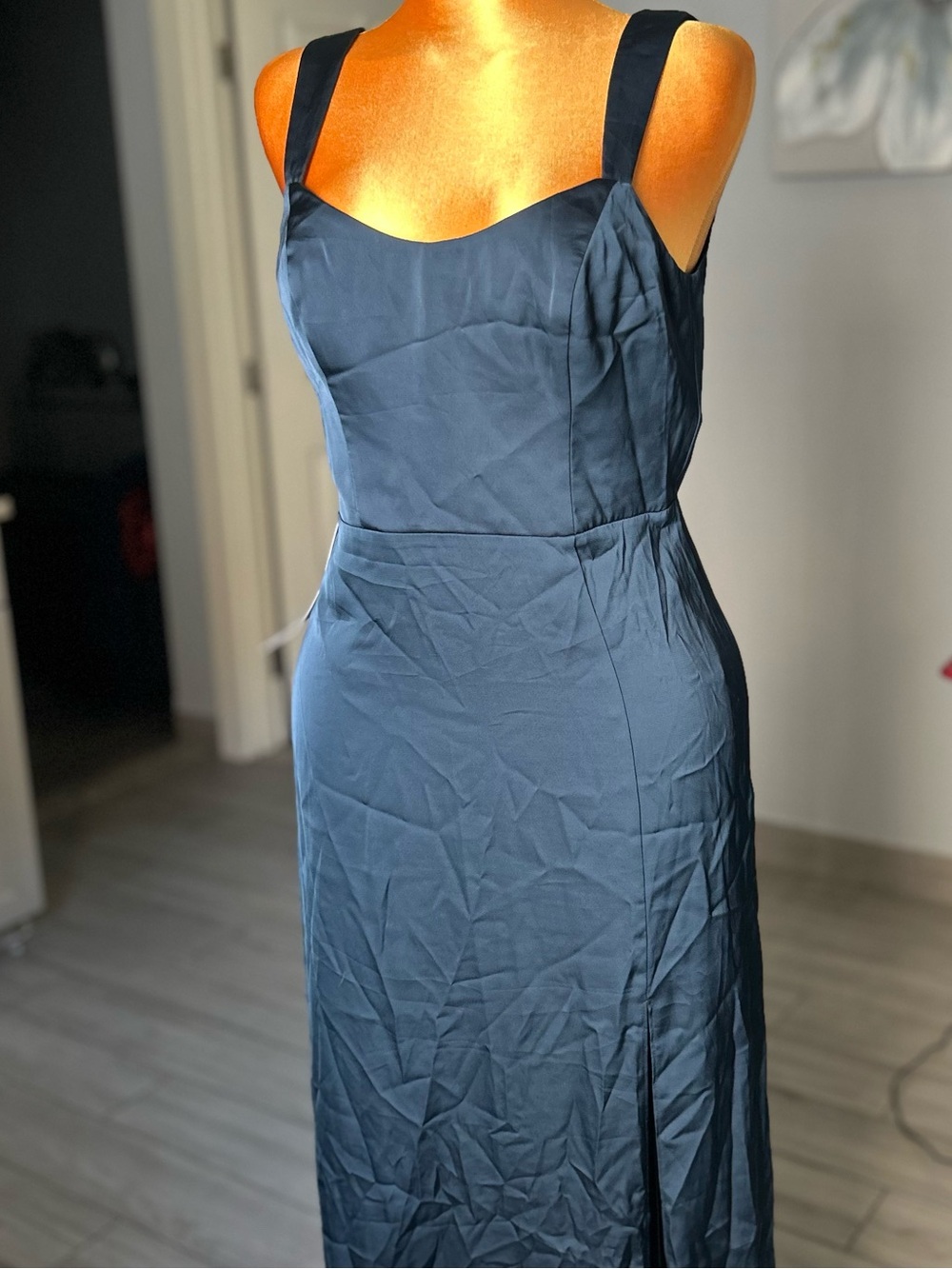 Azazie Navy Square-Neck Maxi Dress,size 6,blue dress